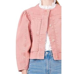 NEW la vie Rebecca Taylor Size M Garment Dyed Twill Jacket Cenelle Pink $295